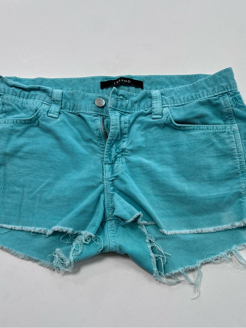 J Brand Turquoise Distressed Vintage Corduroy Women's Shorts sz 27